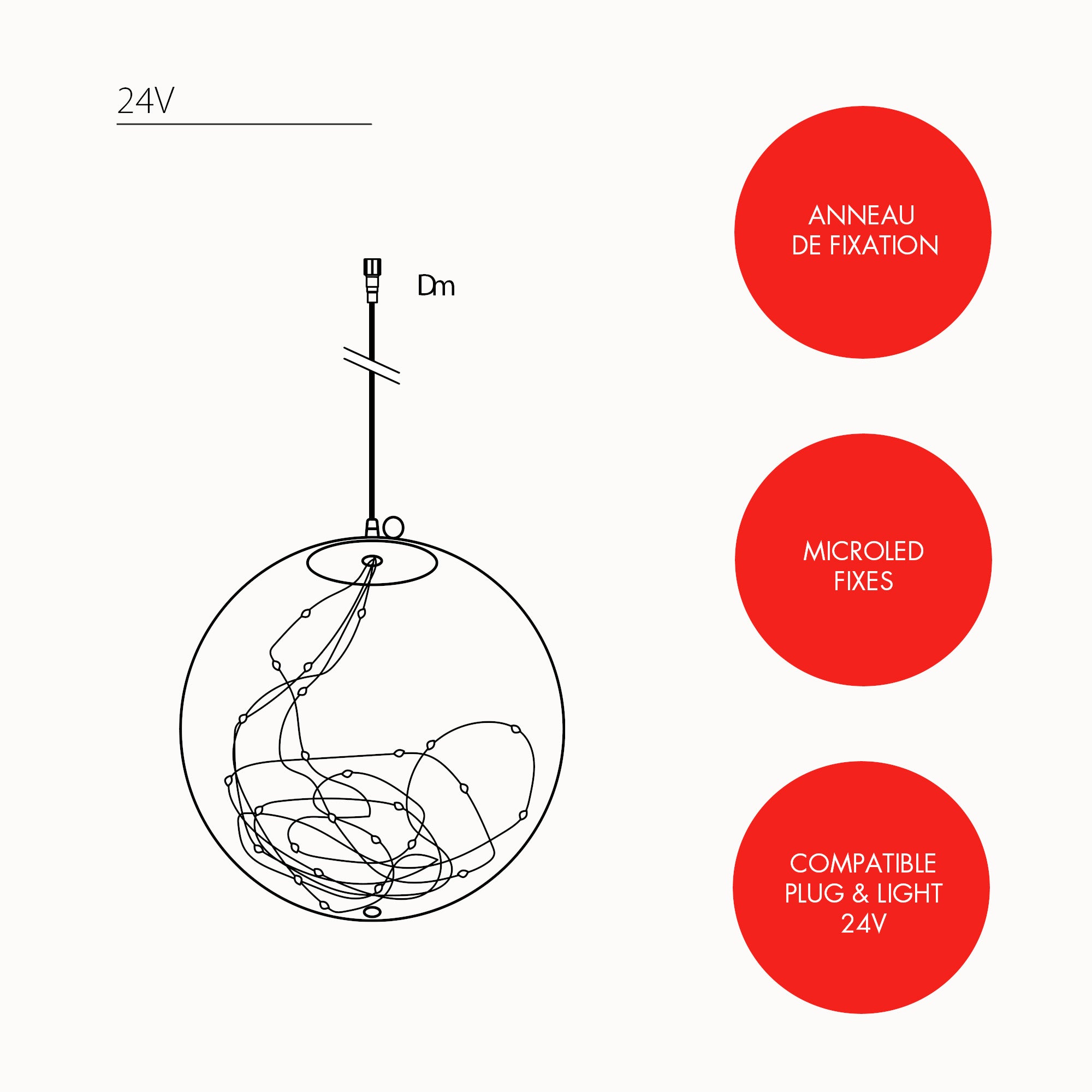 Globe microled fixe - 24V